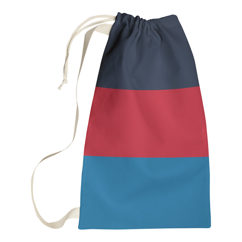 Fabric Laundry Bag with Handles, Medium (36" H x 28" W x 1.5" D), Pittsburgh Navy/Red/Powder Blue