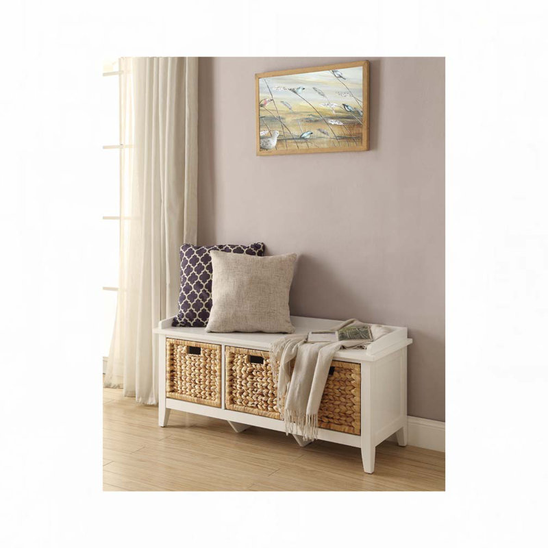 Banc en rotin avec 3 paniers