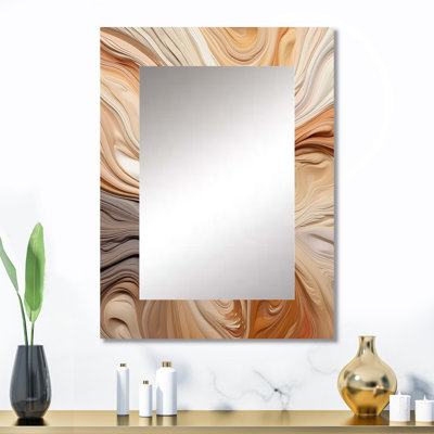 Orange and Beige Unbounded Imagination II - Large Wall Mirror On Metal