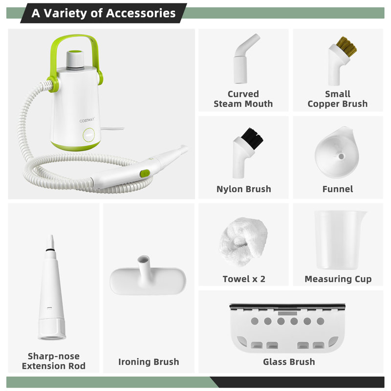 Costway Bagless Steam Cleaner & Steam Mop, Green