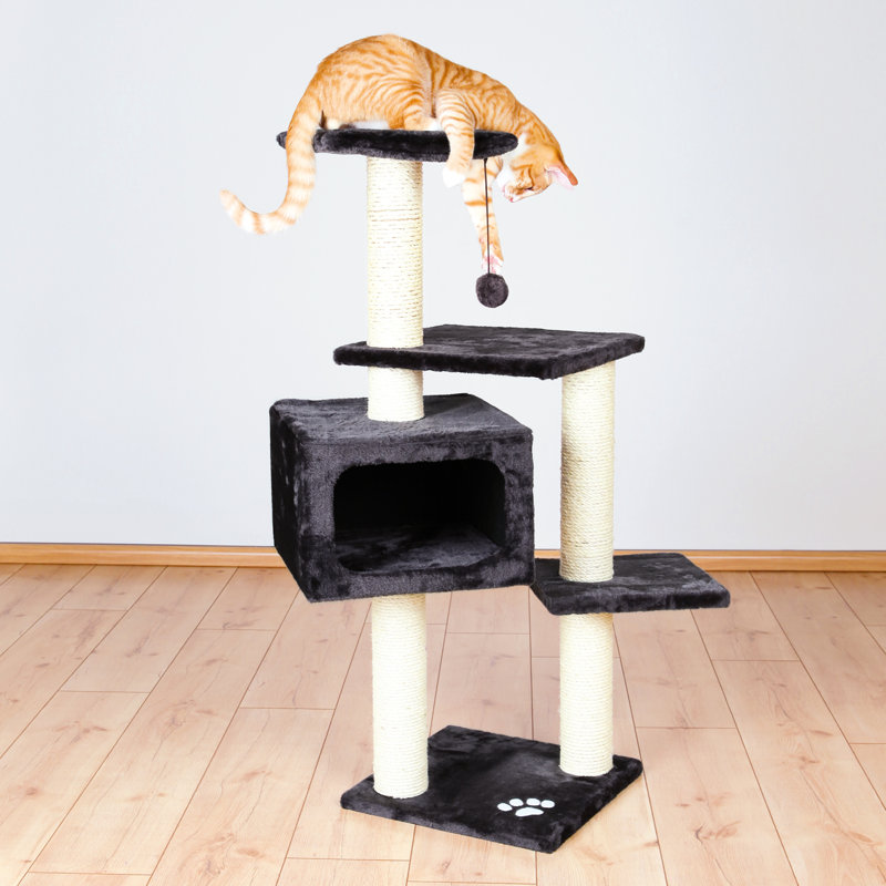 TRIXIE Palamos 43" Cat Tree, 4-Level Cat Tower, Sisal Scratching Posts, Plush Condo, Tunnel, Platforms, Dangling Cat Toy