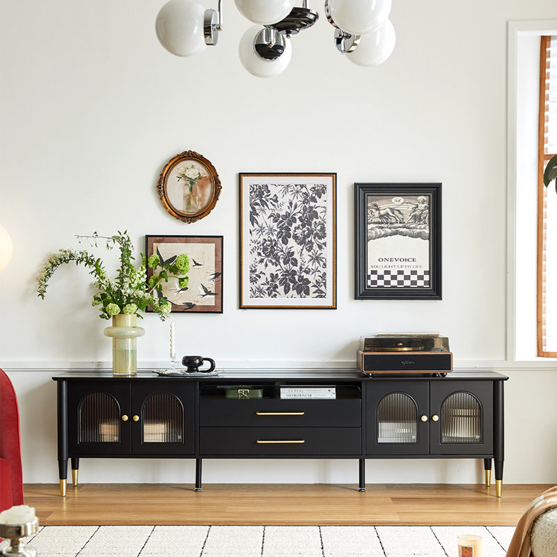 Spacious smooth TV stand solid wood, 70.87"