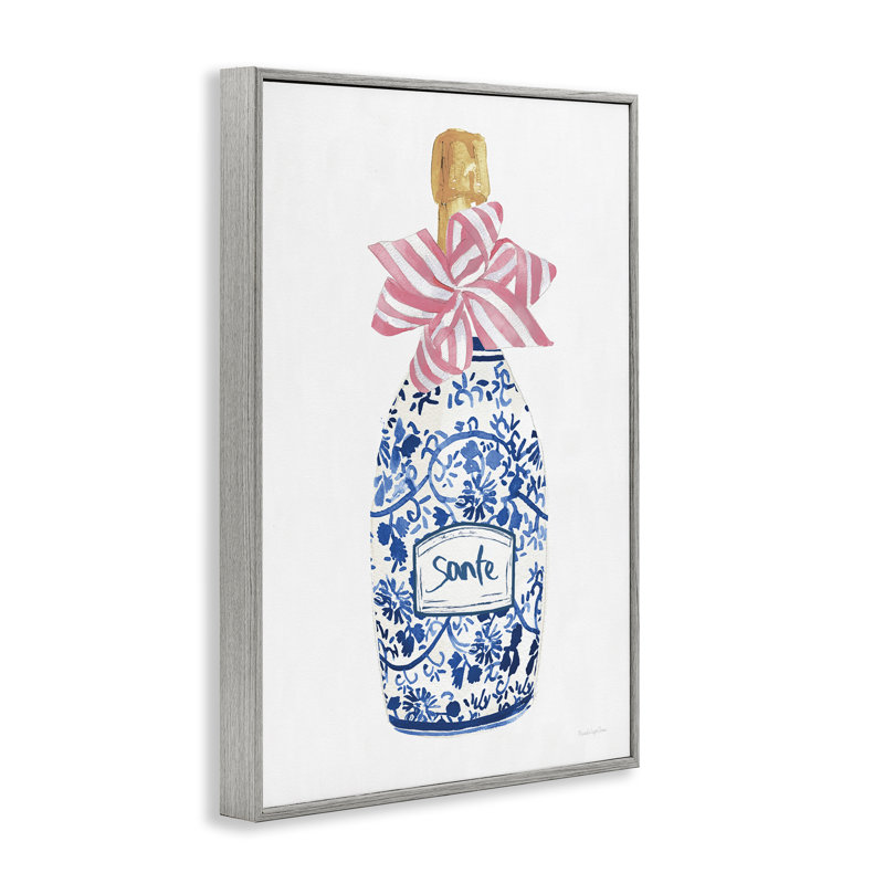 Giclée encadrée rose et bleue, design par Mercedes Lopez Charro, H 30 po x l 20 po, Estampe numérique Farmhouse
