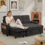 Canapé-lit modulaire en chenille avec méridienne réversible, bras de rangement et ports de recharge, gris foncé-830703725