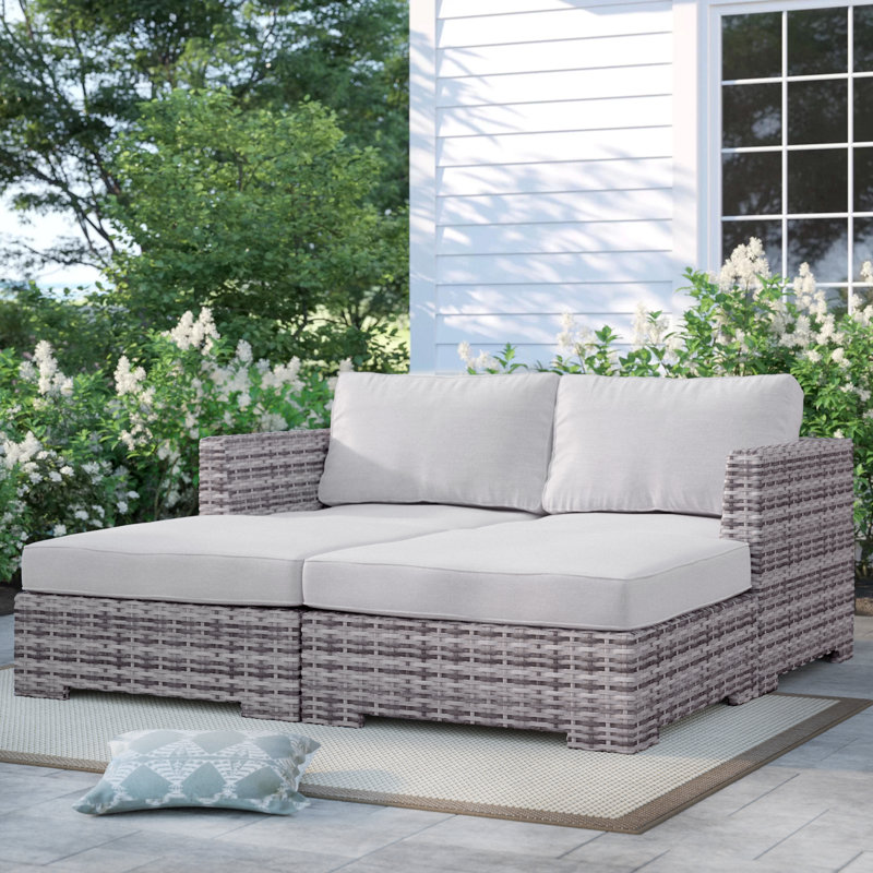 Canales 66'' High-Density Polyethylene (HDPE) Wicker Outdoor Patio Daybed