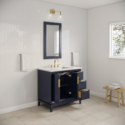 Elizabeth 36" Carrara White Marble Countertop Bath Vanity with Faucet