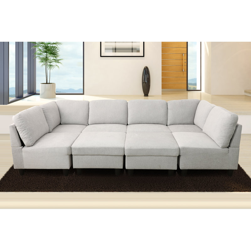 Airica Upholstered U-Shaped Sectional Symmetrical, White