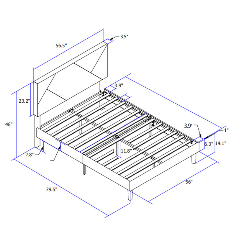 Grey Upholstered Platform Bed Frame - Full Size Headboard & Strong Wood Slats Mattress Foundation No Box Spring Easy Assembly Process With Slat Support Needed