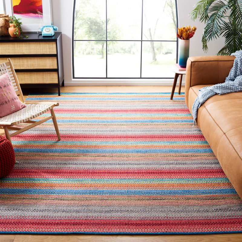 Montauk Flat Weave Cotton Striped Rug, Rectangle 5' x 8'