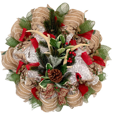 Winter Wreath Deer Antlers Handmade