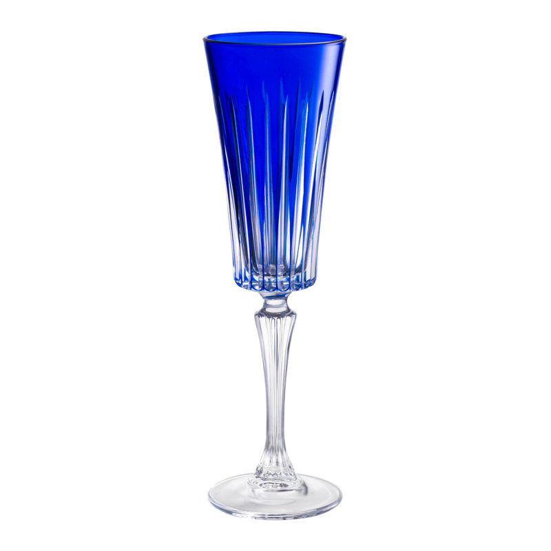 Colored Champagne Flute Glasses - Purple Toasting  Flute Glass - Set of 6 -  7 oz -Made in Europe, Blue