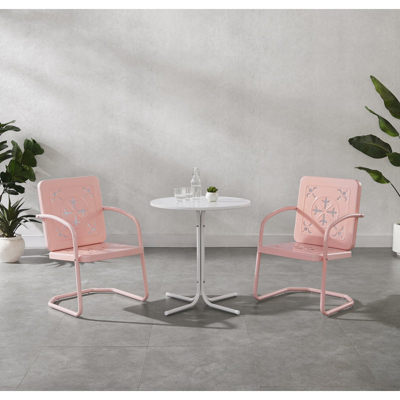 Passmore 3-piece Retro Outdoor Bistro Set, Pink