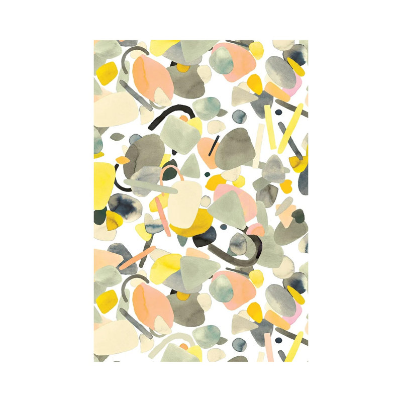 Abstract Geometric Shapes Yellow - Wrapped Canvas Painting - Wrapped Canvas Painting, 45.72cm H x 30.48cm W x 1.91cm D