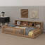 Élégant lit simple en bois TG avec armoires de rangement et ports USB-258318351