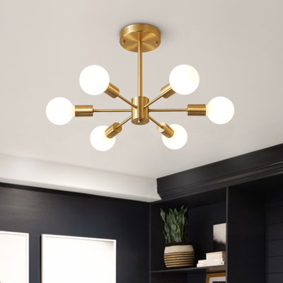 Haverhille 6-Light 44cm Modern Glass Shade Sputnik Semi Flush Mount