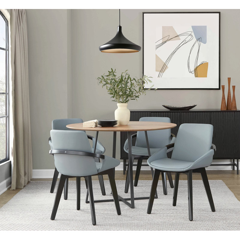 Chair In Bamboo And Grey Faux Leather