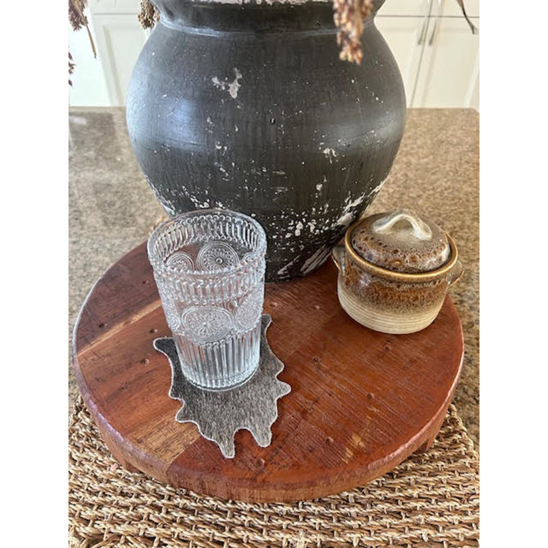 Real Cowhide Hand-Made Coasters, Gray