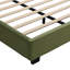 Très grande base de lit en velours, lit plateforme tapissier avec tête de lit capitonnée incurvée, coins carrés doux, vert olive