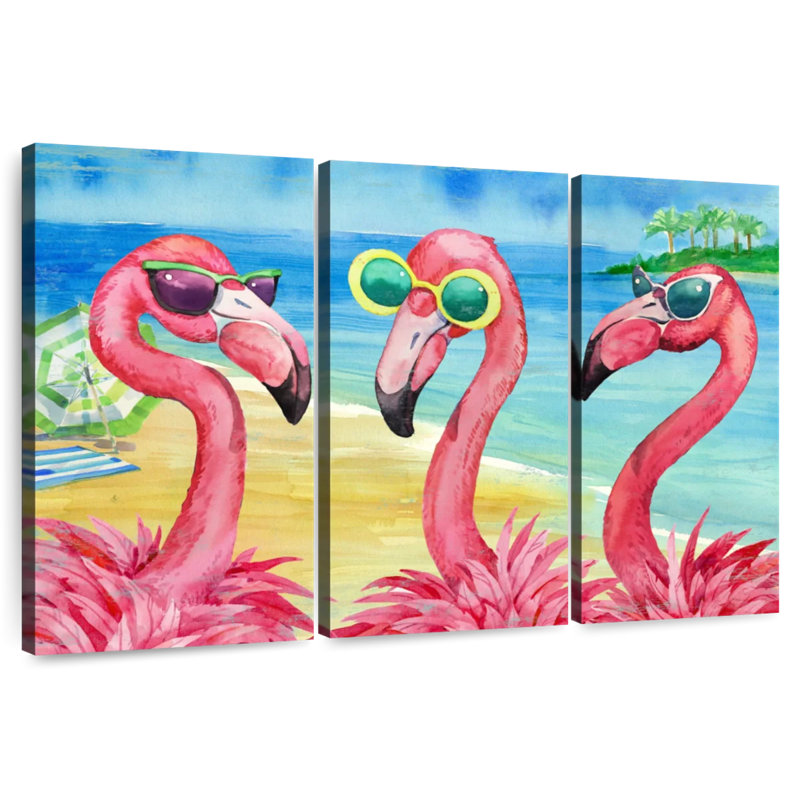 Flamant, copines, horizontal, H 36 po x l 57 po