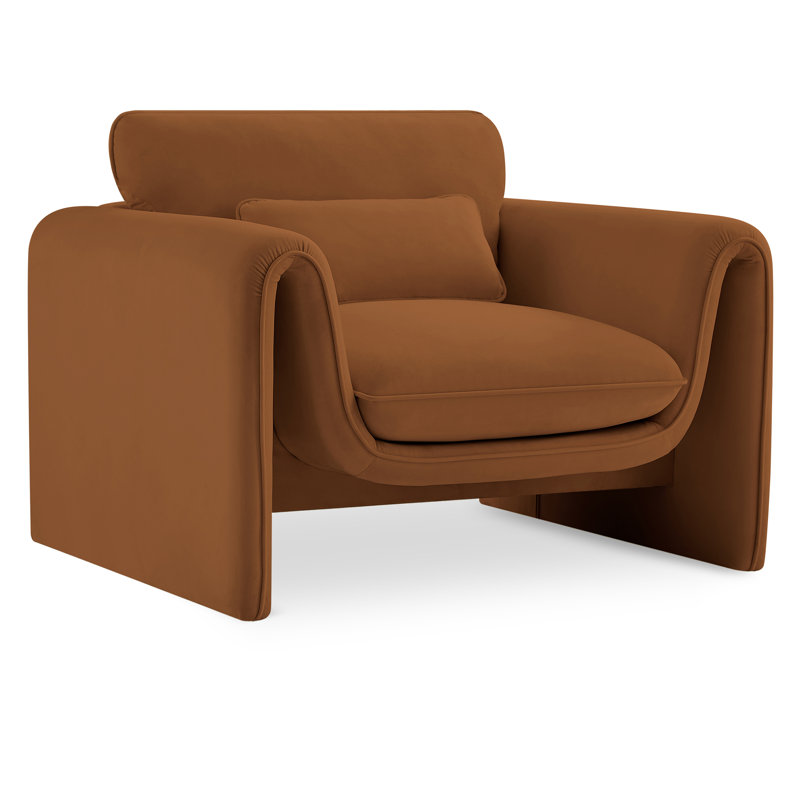 Sloan 42 inches W Velvet Armchair, Saddle Velvet