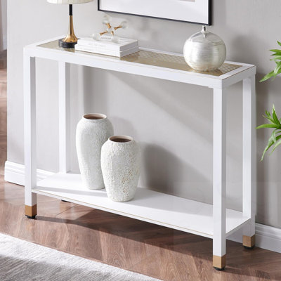 Console à 2 niveaux avec plateau en verre