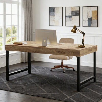 Bureau de direction 55 po, bureau d'ordinateur simple avec pieds en métal