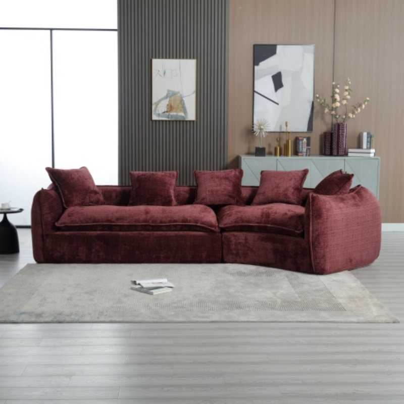Canapé modulaire en U Sophira, Vin rouge chenille