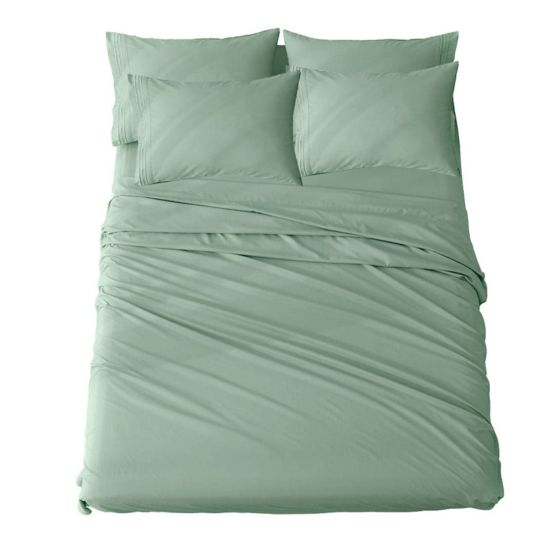 Ensemble de draps en micro-fibre, Ensemble de draps pour très grand lit + drap-hous, Vert clair