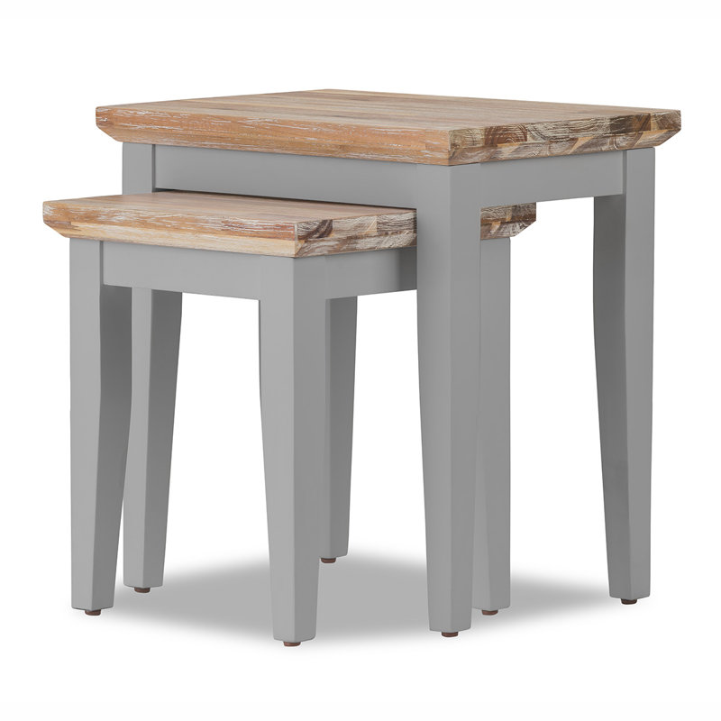 Doria Solid Wood Nesting Tables, Dove Grey
