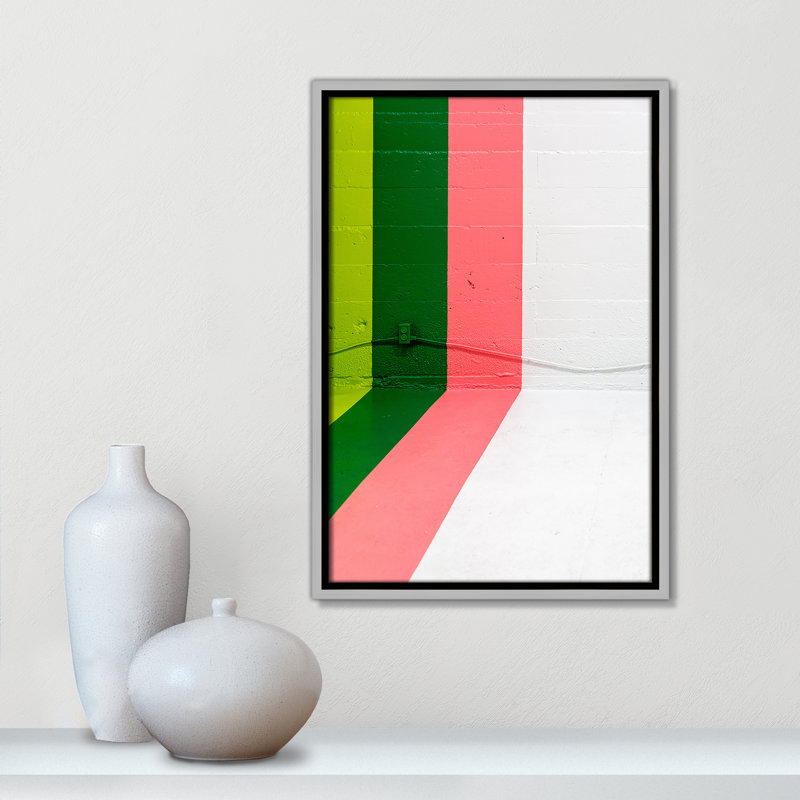" Happy Bright Stripes " by Jason Leung, No Mat, Silver Floater Framed, 19.5" H x 13.5" W x 2" D