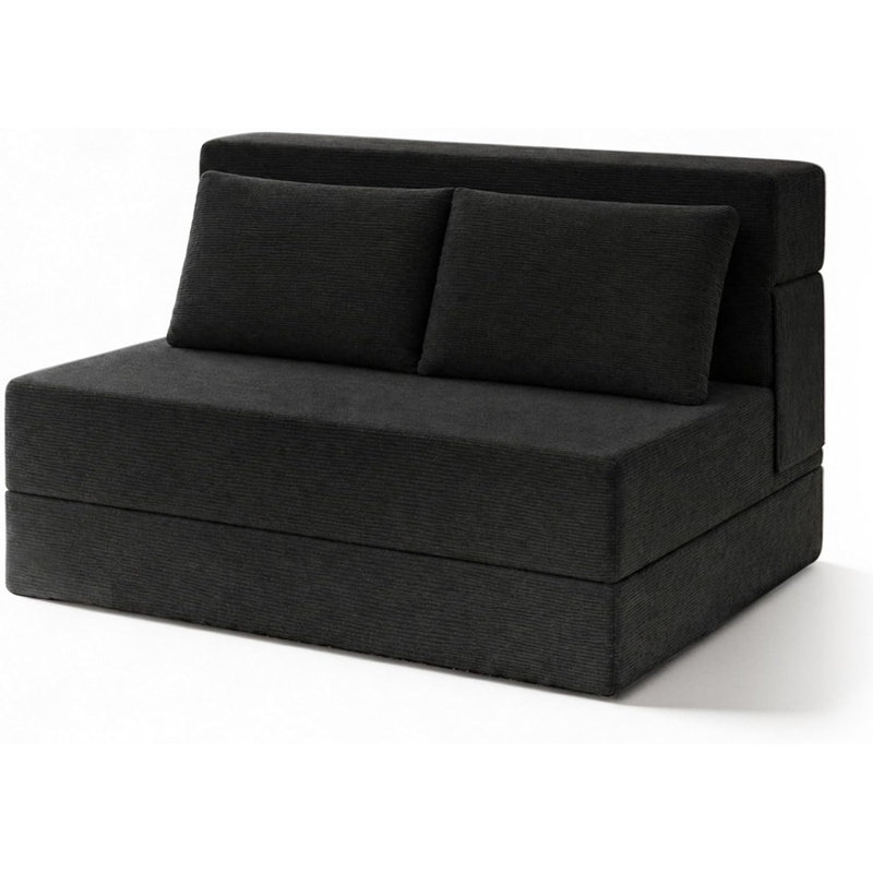 Boneless Folding Sofa Bed, Convertible Sleeper Chair with Pillow, Loveseat Fold Out Chair Bed, Memory Foam Floor Couch Mattress, Foldable Futon Couch Lounge for Living Room (Corduroy)