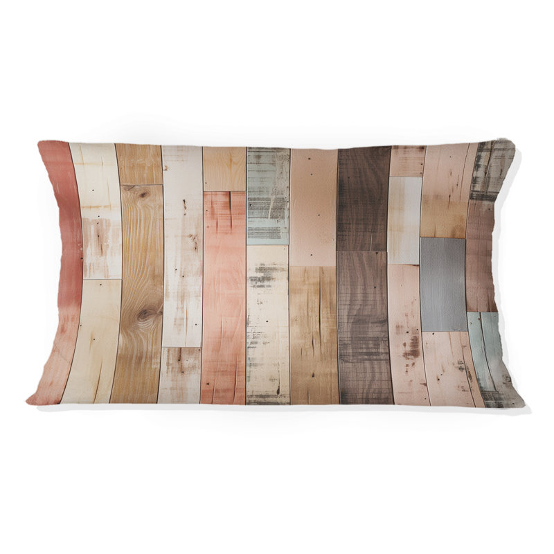 Farmhouse Planks - Motif rayé rose - Coussin abstrait