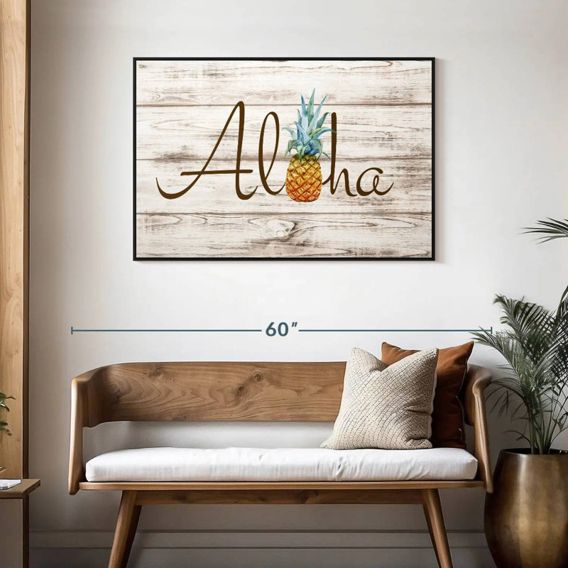 Aloha ananas, 43 po x 29 po, Cadre flottant noir