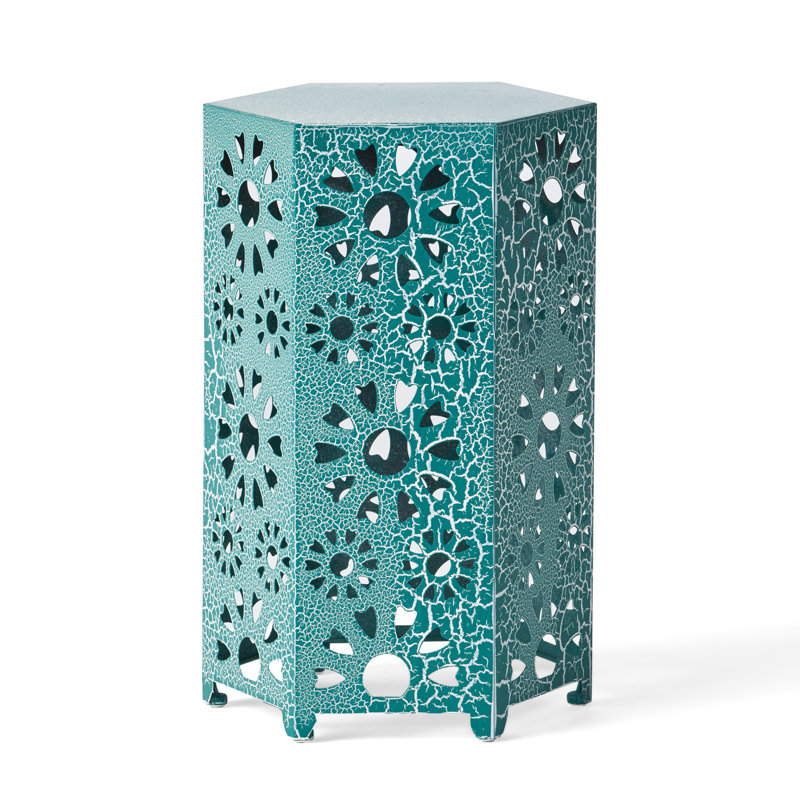 14" Teal Side Table, Iron - For Patio, Drinks And Snack Area Table Lightweight Design Beverage &, Teal