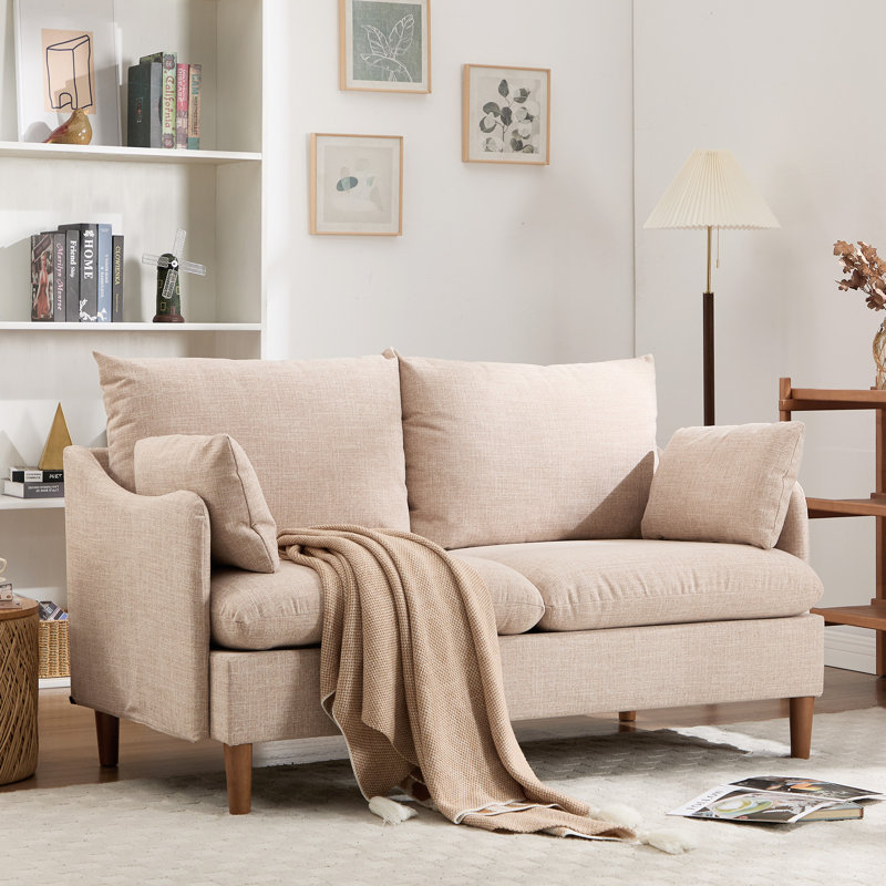 152cm 2 Seater Mordern Upholstered Loveseat Sofa, Oatmeal