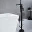 Robinet de baignoire autoportant à poignée levier simple 37,5 "en laiton massif avec douchette à main-106301065