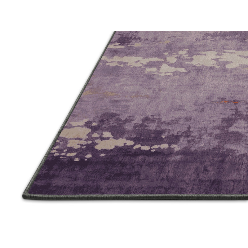 Tapis gris soyeux et moelleux, Rond 8 pi