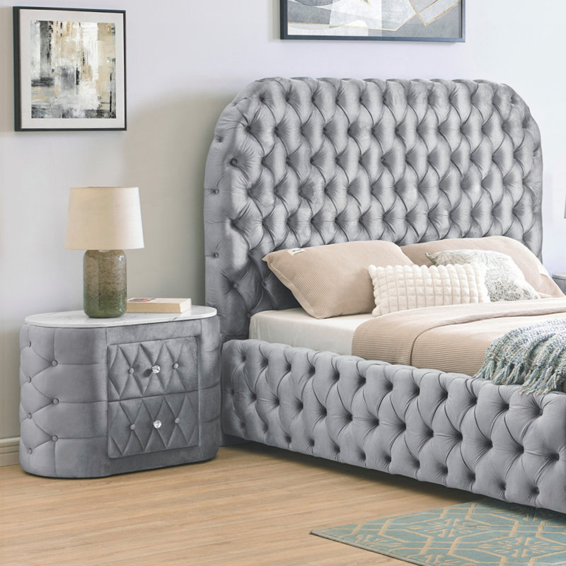 Élégante table de chevet ovale avec plateau en marbre et deux tiroirs de rangement, parfaite pour les chambres à coucher modernes