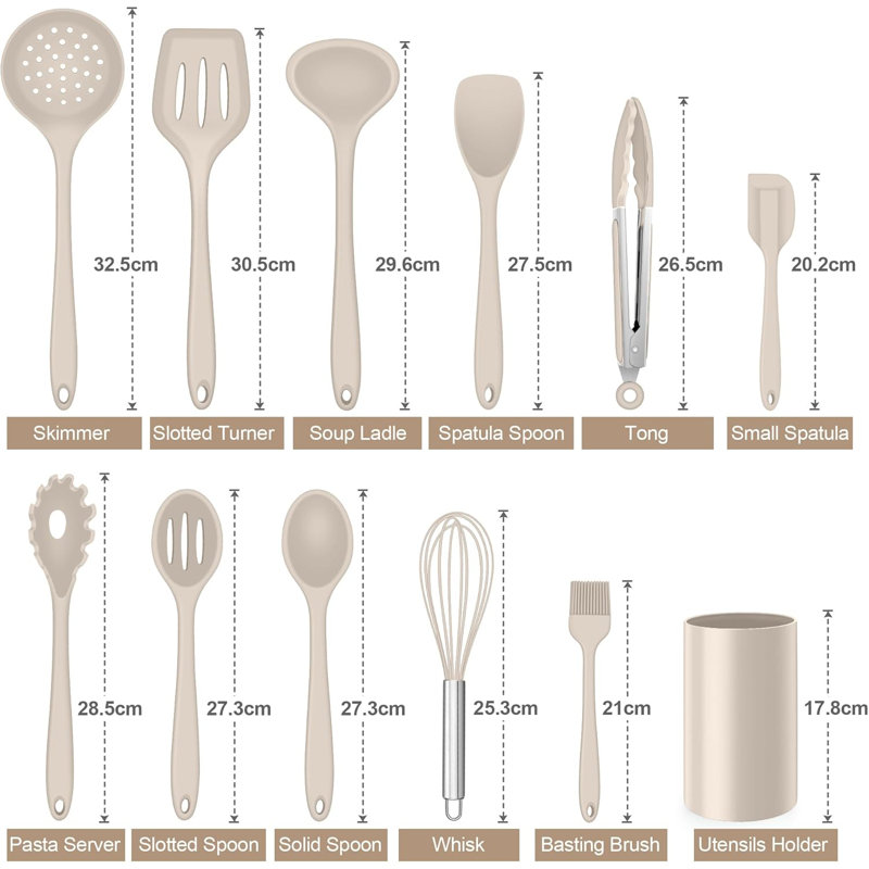 LIFEWITA 12 Utensil Set, Khaki