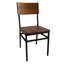 Ensemble de 2 chaises de salle à manger de style campagnard vintage, assise et dossier en chêne massif, structure en métal noir thermolaqué, sans accoudoirs, pour cuisine, salle à manger et café.