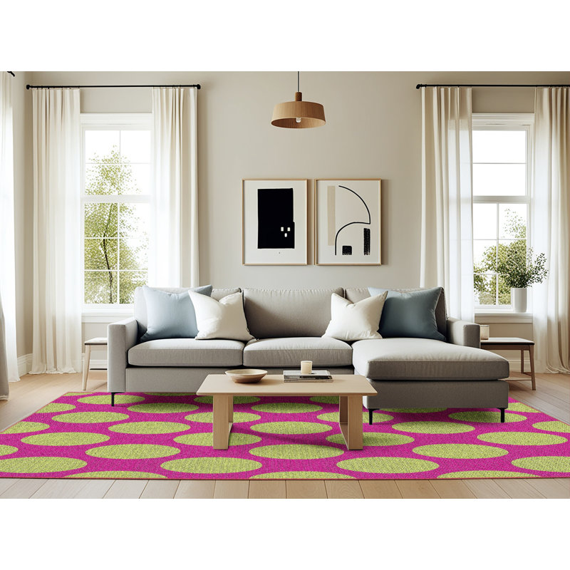 Tapis géométrique rose / beige, Rectangle 6 pi x 9 pi