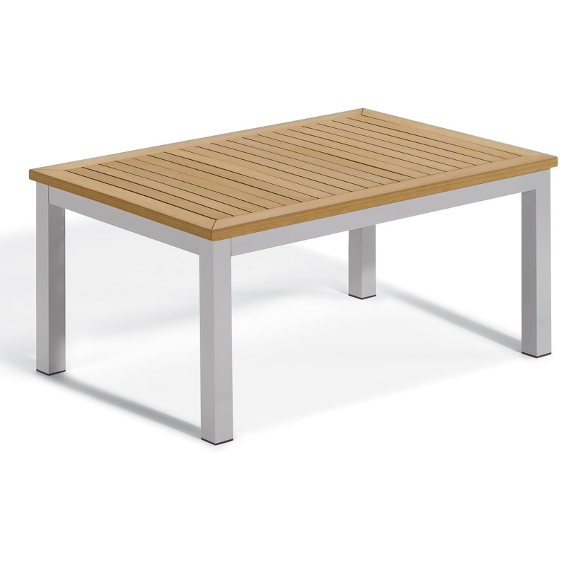 Table basse d'extérieur Travira, Bois de teck naturel