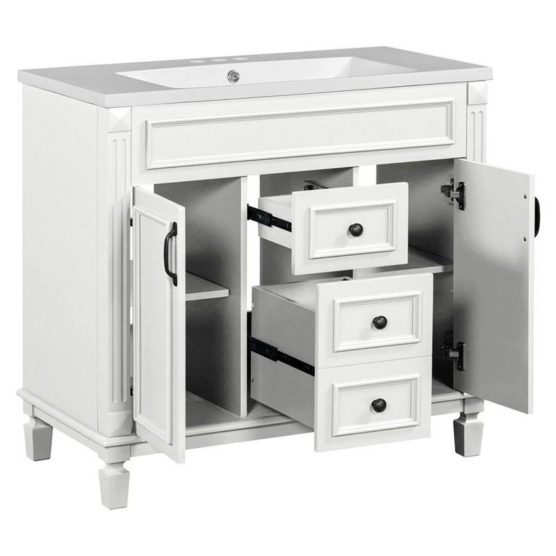 Meuble-lavabo 36 po avec lavabo supérieur, Blanc