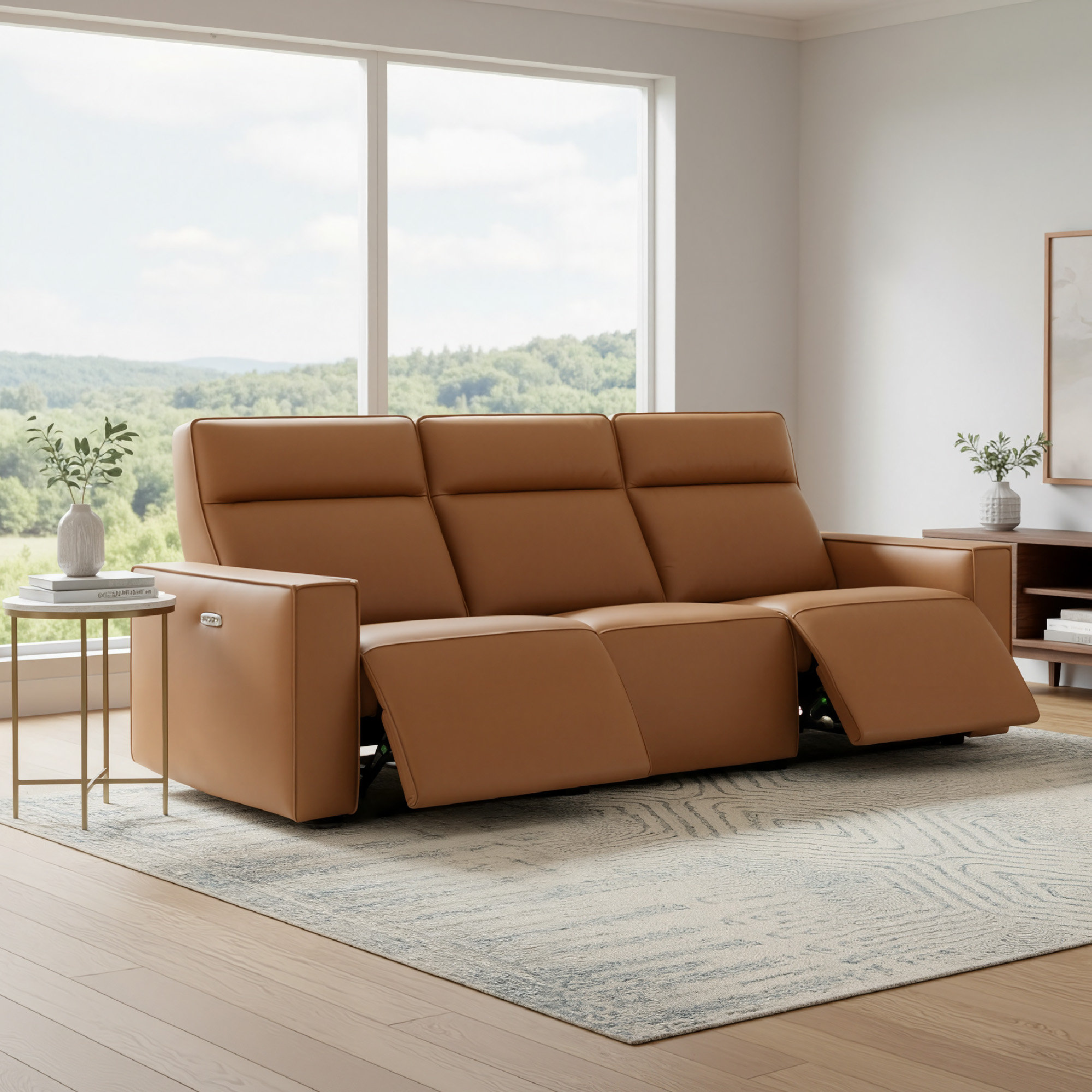Phillipsburg 3 - Piece Upholstered Genuine Leather Power Recliner Sectional Sofa