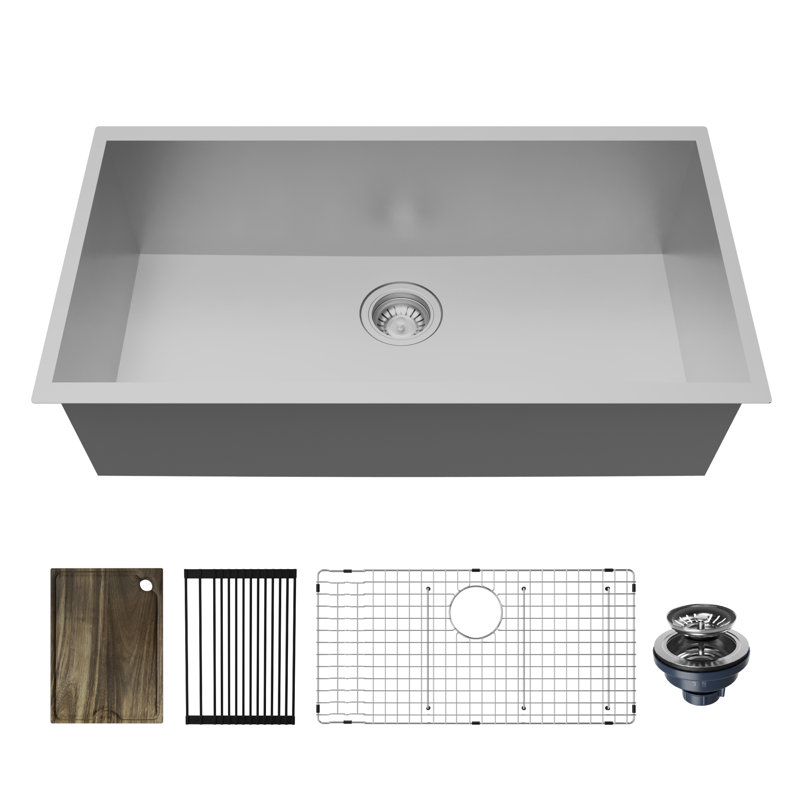 Karran Fusion Undermount 33-in x 18-in Stainless Steel Single Bowl Workstation Kitchen Sink