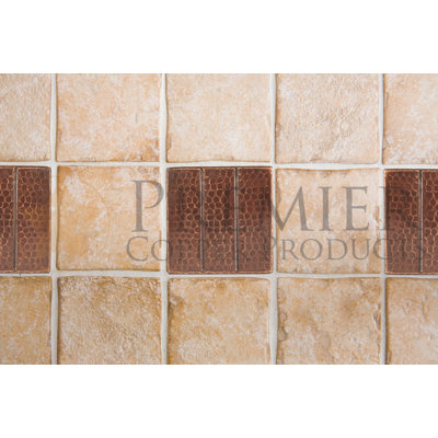 4" x 4" Hammered Copper with Linear Tile Design - Quantity 4
