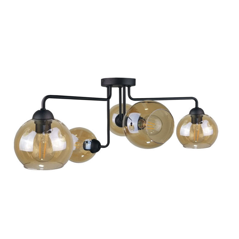 Glass Semi Flush Mount, Black