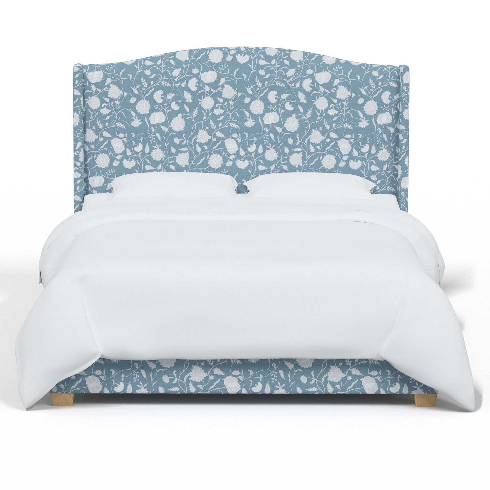 Allis Upholstered Wingback Bed, Full, Kelley Seafoam