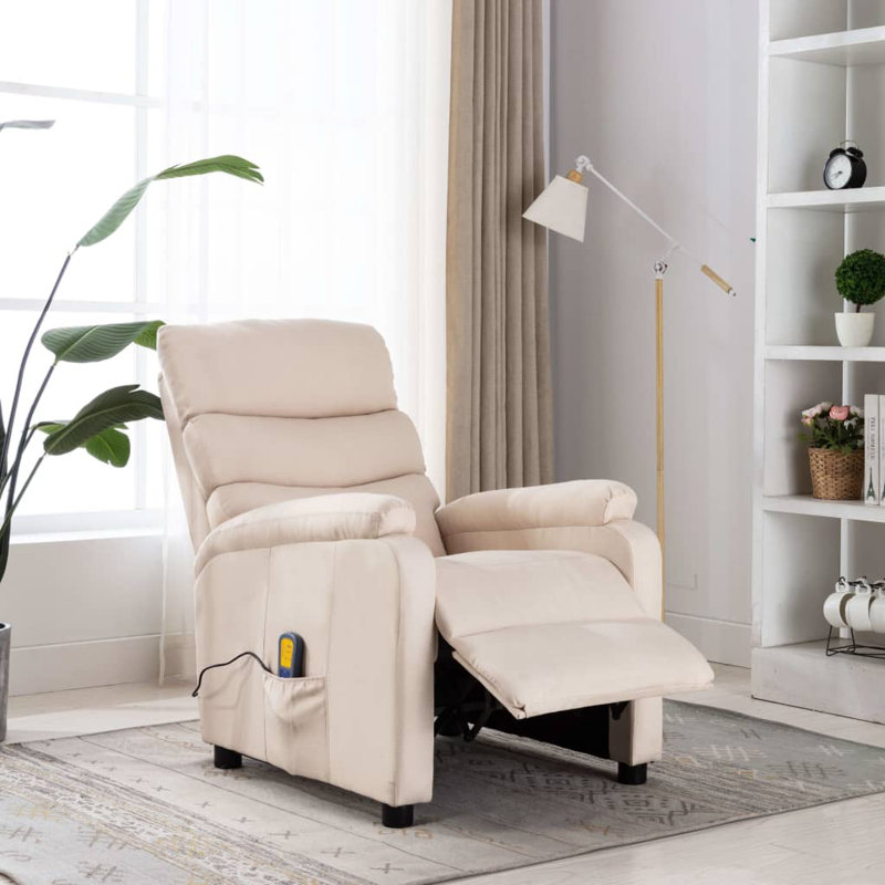 Upholstered Massage Chair, Cream 100% Polyester