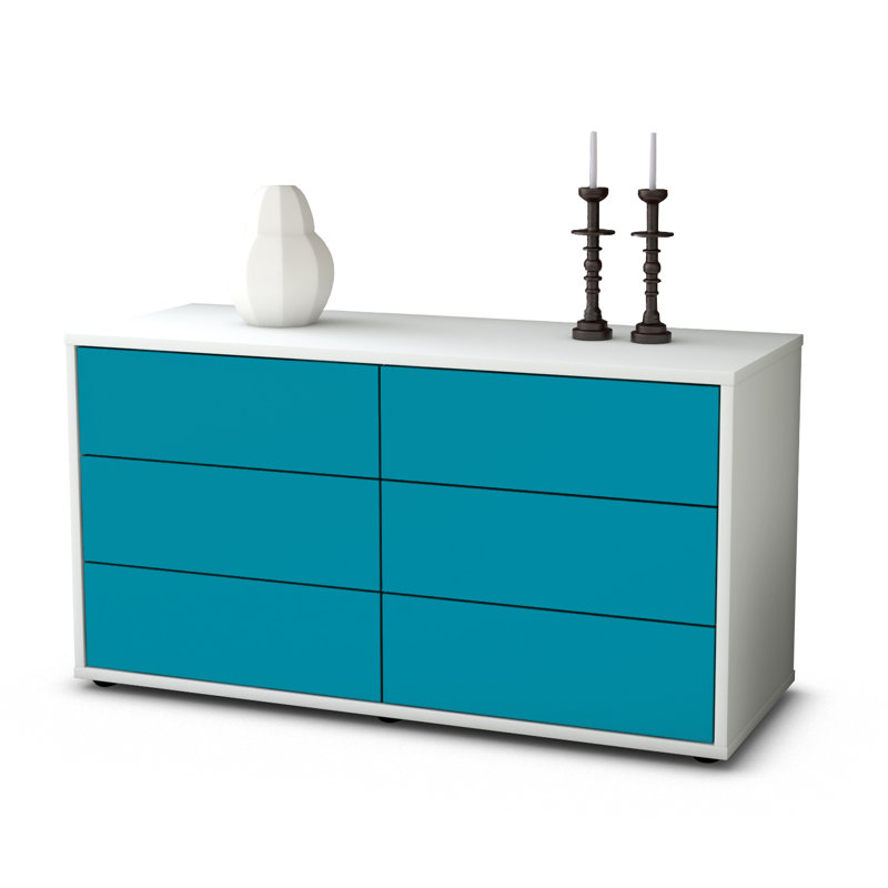 Cossette TV Stand, Turquoise / Matte White